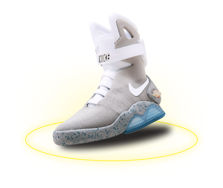 Кроссовок Nike Air Mag с желтым кольцом под подошвой 